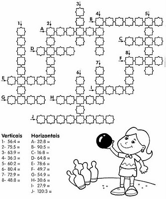 Cruzadinha de Matemática Para Imprimir e Colorir